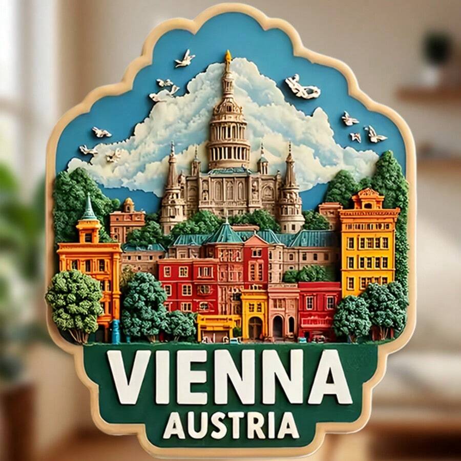 Vienna Cloud-Framed Stephansdom Spire And The Waltz Of A Thousand Windows Magnet Where The Music Of Old Cobblestones Fills Every Quiet Corner Keepsake For All Metal Surfaces Throughout The Home - A - View 1