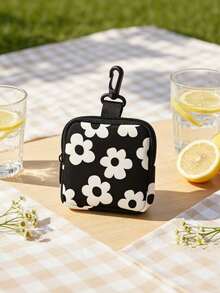 1pc Simple And Elegant Plum Blossom Storage Bag, Small Storage Bag/Storage Bag, Zipper Sealed Lobster Buckle Easy To Hang, Suitable For Storing Data Cables, Mobile Power Bank, Change, Earphones, Cards, Suitable For Various Scenarios. - View 2