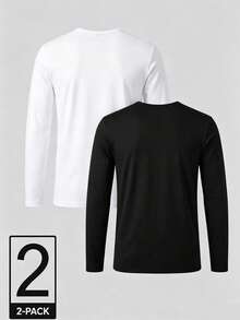 ALTZTAR Men's V-Neck Long Sleeve T-Shirt 2pcs - Multicolor - View 2