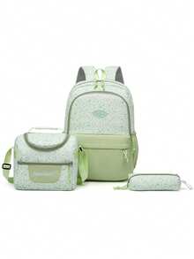 Nuevo Set de Mochila de 3 Piezas con Estampado de Leopardo en Bloques de Color, Mochila Escolar de Gran Capacidad y Ligera para Estudiantes con Estuche para Lápices y Bolsa de Almuerzo, Mochila Casual para Viajes al Aire Libre, Desplazamientos y Estudio para Estudiantes de Secundaria - Multicolor - Ver 13