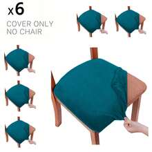 Stretch Soft Velvet Chair Seat Slipcover, Removable Washable Dustproof Chair Cushion Protector, Universal Seat Pad Cover Suitable For Kitchen, Dining Room And Hotel - Multicolor - View 22