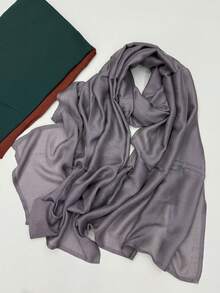 1 pieza Pañuelo musulmán de borde ancho de doble cara, casual, cómodo, versátil, de unicolor, delgado, transpirable, suave, para uso diario, vacaciones y viajes, envoltura para la cabeza, primavera y verano, nuevo pañuelo para mujer - Multicolor - Ver 36