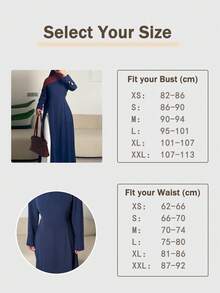 Women's Elegant Casual Round Neck Long Sleeve Minimalist Split Long Robe/Dress 2-In-1 (Zipper Adjustable Split) Solid Color Back Tie Zipper For Daily Wear And Dating - Royal Blue - View 6