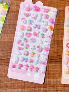 Cute 3D Cartoon Animal Crystal Stickers, Transparent Embossed Stickers, Fun Phone Case Decoration Stickers - Multicolor - View 10