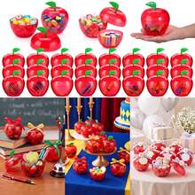 6/12/18 Pcs Appreciation Week Gifts Plastic Apple Container Bulk Red Candy Boxes Holder Thank You Gift Compatible With Apple Of Appreciation Gifts End Of Year Halloween Party Back-To-School Season Decor - View 2