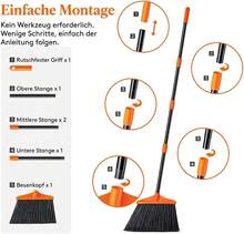 Escoba con mango extensible de 1,35 m, apta para interiores y exteriores, para terraza, garaje y camping - 1 unidad - Ver 6