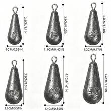 10pcs Water Drop Hanging Ring Lead Sinkers, Quick Bite Lead, Calibrated Lead, Hanging Ring Fishing Sinkers - Grey - View 4