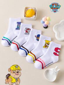 1/5/10 Pairs Paw Patrol Kids Socks Cute Puppy Winter Letter Mid-Calf Socks Fun Christmas Gift Children Socks - Multicolor - View 2