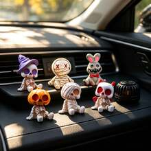 4pcs Resin Mummy Skeleton Demon Rabbit Mini Figurines, Dark Halloween Style, Suitable For Men And Women Desktop, Car Dashboard Decoration, Create Atmosphere, Perfect As Creative Holiday Gift - Multiple Styles - View 3