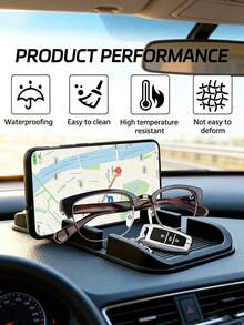Car Dashboard Anti‑Slip Mat, Dual‑Groove Multifunctional Phone Holder Pad With Parking Number Plate, Heat‑Resistant Waterproof Easy‑Clean Non‑Slip Dash Mat, Holds Cell Phone Fashion Glasses Keys, Universal Car Interior Accessory For All Smartphones - A - View 3