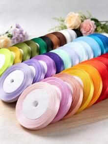 10 Rolls/1 Roll 25 Yards/Rolls 1cm Width Satin Ribbon Braided Thin Tape Gift Wrapping Cake …Packaging Material Bowknot Ribbon Valentine - 25-yard 1cm Ribbon - View 3