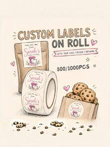 500/1000pcs Customized Stickers, Personalized Labels With Logo Text Or Image, Waterproof Adhesive Backing Design For Business Gifts, Anniversary Birthday Wedding Decoration - Multicolor - View 9