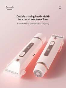 女用比基尼修剪器 2合1雙頭電動比基尼剃毛器，可充電 Type-C 私密毛髮修剪器，適用於腋下、腿部、手臂和臉部，迷你面部除毛器，400mAh 電池，一鍵操作，便攜旅行尺寸（粉色/紫色） - 彩色 - 查看 2