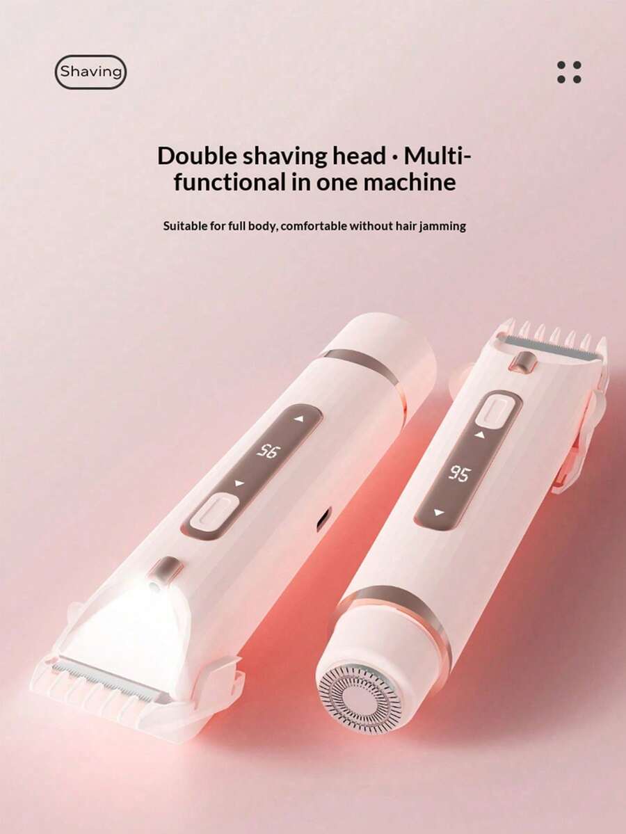 女用比基尼修剪器 2合1雙頭電動比基尼剃毛器，可充電 Type-C 私密毛髮修剪器，適用於腋下、腿部、手臂和臉部，迷你面部除毛器，400mAh 電池，一鍵操作，便攜旅行尺寸（粉色/紫色）