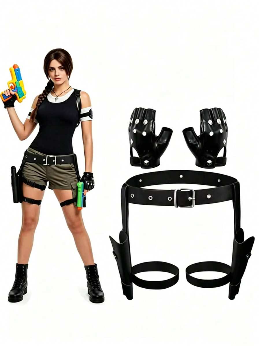 Lara 警察槍套,西部牛仔腰帶 Cosplay 套裝配件 - A - 查看 1