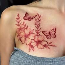 1 Sheet Butterfly Flower Temporary Tattoo Stickers, Waterproof Fake Tattoos Last For 2-5 Days, Suitable For Women Or Men, Cover Scars, For Arms, Wrists, Shoulders, Legs, Waist, Neck, Hands - Brown - View 2