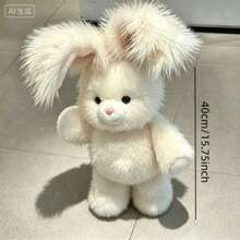 Fluffy White Rabbit Plush Doll, Cute Stuffed Rabbit, Holiday Party Decoration And Gift - Multicolor - View 13