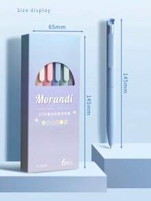 6pcs Morandi Series Assorted Color Retractable Gel Pens Set 0.5mm ST Nib Quick-Dry Ink Smooth Writing Colored Pens Suitable For Bullet Journal/Notes/Drawing Girls School Supplies School Essentials Cute Stationery College Essentials Office Students - Multicolor - View 3