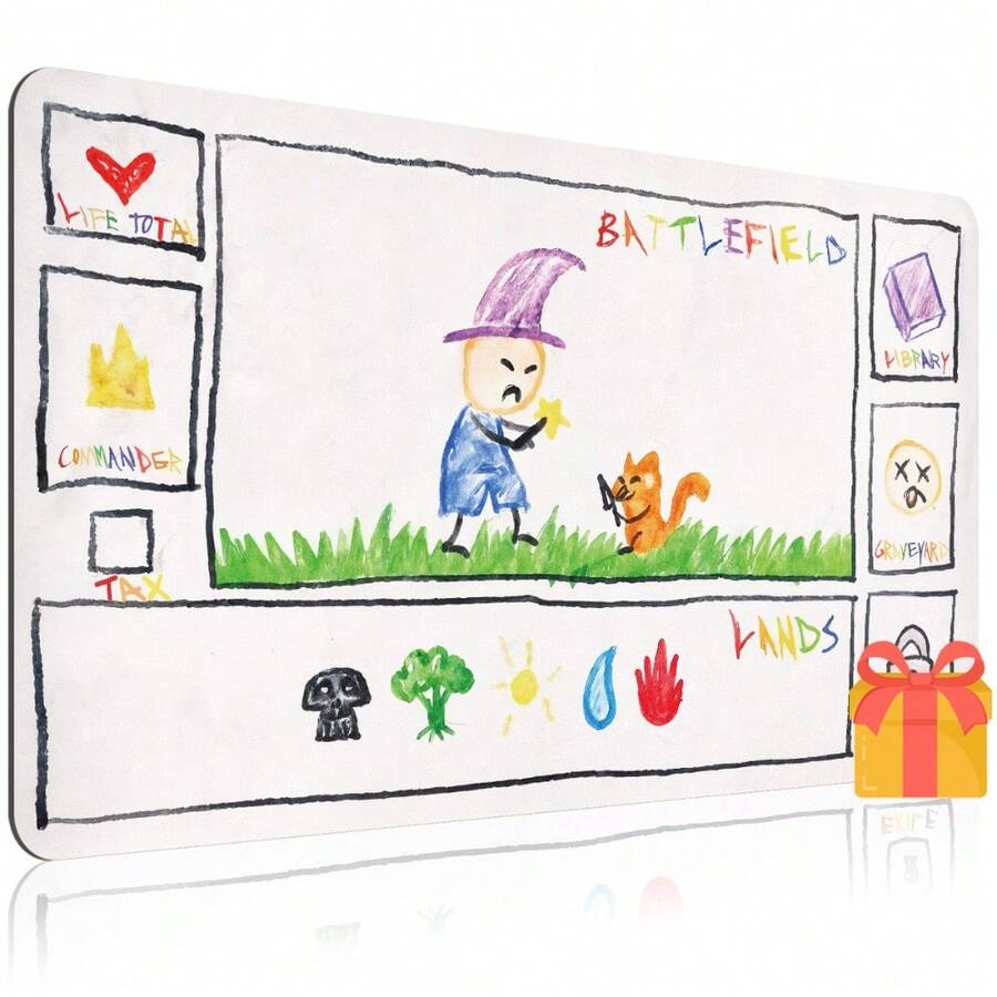 1pc Card Game Mat, Cute Wizard Hat & Yellow Fox Pattern, Magic Card Game Table Mat, Desktop Protector/Game Table Mat, TCG, CCG, RPG & Collectible Card Game Accessories, Multi-Functional (Can Also Be Used As Mouse Pad) - A - View 1