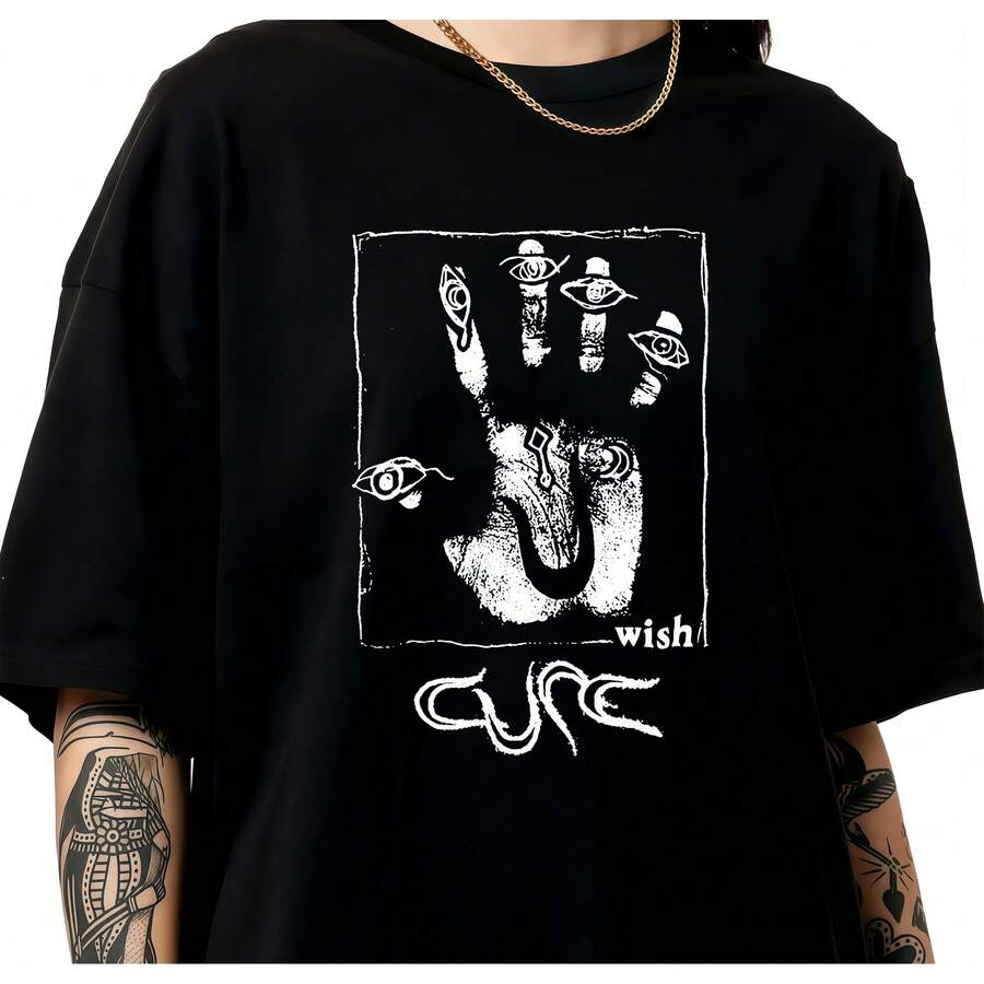 The Cure Wish Album Vintage T-Shirt, Retro Gothic Rock Band Graphic Tee - Black - View 1