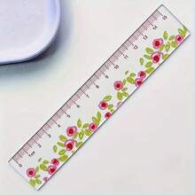 1pc Transparent Floral Acrylic Ruler, Dual Scale Transparent Ruler, Spring Floral Pattern Measuring Ruler, Suitable For Students, School, Office, Painting, Scrapbooking, Stationery Gifts, Office And School Supplies - Multiple Styles - View 14