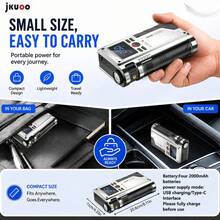 Car Battery Jump Starter With Air Compressor, 180 PSI 12V Portable Jump Starter Device With Jumper Cables, LED Light And LCD Display - Portable Multi-functional Pump [main Unit + Accessories] - View 3
