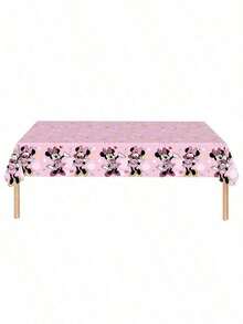 Pink Cartoon MN Birthday Party Disposable Tablecloth, Rectangular Waterproof Mini Tablecloth Cover For Indoor Outdoor Party Supplies Birthday Party Decorations - As Shown In the Figure - View 6