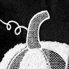 1件裝幽靈刺繡萬聖節裝飾枕套，南瓜裝飾天鵝絨枕套，萬聖節風格裝飾 (BOO) - 黑色 - 查看 3