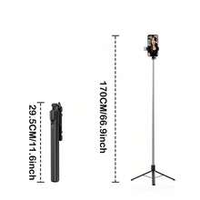 Borriig 1700mm Wireless Selfie Stick Phone Tripod Extendable Foldable Monopod Suitable For Smartphones, Balanced Stable Shooting Live Streaming, With Remote Control(1pc) - Diamond Black - View 3