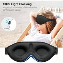 100% Light Blocking Sleep Masks For Men&Women-Zero Eye Pressure Mask |   3D Ergonomic Design Eye Movement And Eyelash Friendly, Ultra Comfortable Blindfold For Sleeping, Nap/Travel Essentials - Black-1pc - View 2