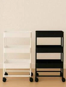 SH--3/4 Tray Storage Cart, Minimalist Style for Kitchen and Bathroom--recomendar - Negro - Ver 2