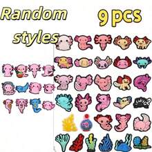 Cute Hexagonal Dinosaur Axolotl Shoe Charms Set, Soft PVC Waterproof Shoe Buckle Accessories, Viral Healing Cartoon Axolotl Design, Detachable DIY Decoration For Clogs, Bags, Bracelets. Flexible Material, Non-Fading, Wear-Resistant And Waterproof, Suitable For Daily Bathing And Water Play, Girly Healing Accessories, Student Gift, Daily Outfit Shoe Modification Goodies, Niche Cute Shoe Decoration Accessories - A - View 13