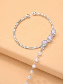 outingfit 1pc New Style Adjustable Non-Pierced Circle Nose Ring With Rhinestone, Pearl Hair Clip - Pearl - View 4