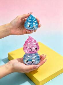 1pc Texture Transparent Halloween Prank Squeeze Toy TPR Poop Decompression Toy, Pastel Kawaii Style Mixed Sequins Clear Poop Shape Stretch Squish Fidget Toy, Halloween Family Prank Game Toy, Random Style - Multicolor - View 5