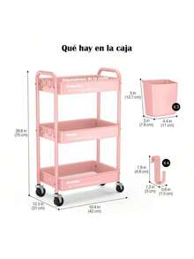 SH--Mobile Office/School/Kitchen/Bathroom Cart 3 Levels, Ideal for Organizing Your Supplies in Any Space, Multipurpose and Large Capacity.--recomendar - Rosa - Ver 7