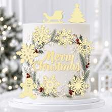1 set/2 set Perlengkapan Hiasan Kue Akrilik Cermin Emas Selamat Natal, Kepingan Salju, Manusia Kue Jahe, Kereta Luncur, Tusuk Kue Huruf Pohon Pinus Mini, Dekorasi Meja Hidangan Penutup Pesta Natal Liburan Musim Dingin - beraneka warna - View 9