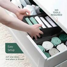 6/7/8/24 Non-Woven Fabric Drawer Storage Compartments, Foldable Wardrobe Storage Baskets And Fabric Storage Boxes Are Used For Storing Clothes, Socks, Underwear, Bras, Ties And Accessories - Black - View 4