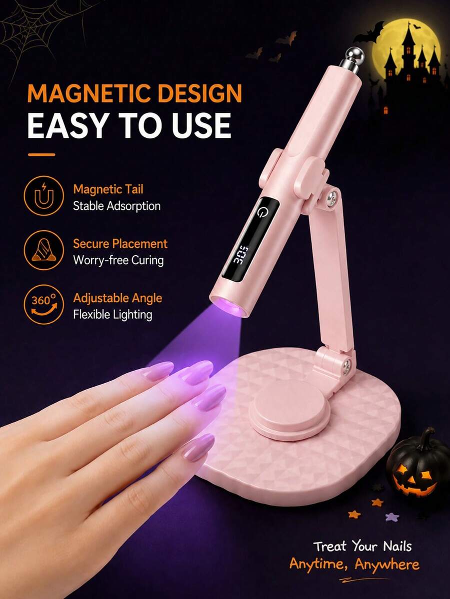 New Portable Mini Magnetic Handheld Nail Lamp Set, Professional Nail Salon Fast Drying, New Nail Straight Lamp UV Curing Light Fast Drying 2-Gear Timer Nail Baking Lamp Home Portable Handheld Nail Lamp