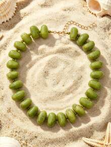 1 pieza Collar de cuentas de acrílico asimétrico estilo bohemio europeo y americano para mujeres, adecuado para vacaciones y uso diario - Collar de cuentas acrílicas hecho a mano - Ver 15