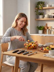 Stainless Steel Melon Ball Spoon: Features A Rust-Proof, Sturdy And Durable Design With A Comfortable Grip. Suitable For Scooping Melons, Watermelons, Ice Cream And Other Fruits, As Well As For Decorating Fruit Platters. - Multicolor - View 5