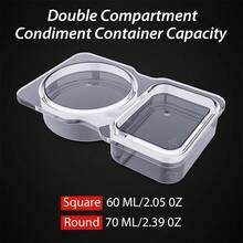 1/20/40pcs Reusable Snack Sauce Fruit Food Storage Containers With Lids, Dual Compartment Leak-Proof Sealed, PP Material, Portable Meal Camping Use, Freezer- Divided Storage Box, Kitchen Spice Seasoning Organizer, Meal Prep Essential - Clear - View 10