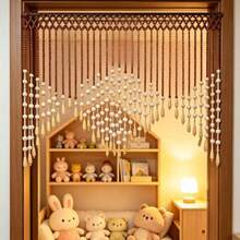 38 Strands Wooden Beaded Curtain, 90*50cm ,Wave Shape Partition Bead Door Curtain For Entrance Bedroom Home Decor - 90 X 50 cm - View 5