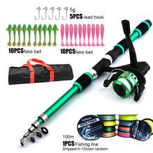 Complete Fishing Rod Set, Includes Telescopic Fishing Rod, Spinning Reel, Bait, Fishing Hooks, Travel Fishing Rod Set (Random Color) - Combination - View 12
