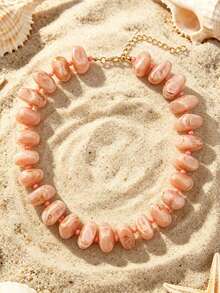 1 pieza Collar de cuentas de acrílico asimétrico estilo bohemio europeo y americano para mujeres, adecuado para vacaciones y uso diario - Collar de cuentas acrílicas hecho a mano - Ver 8