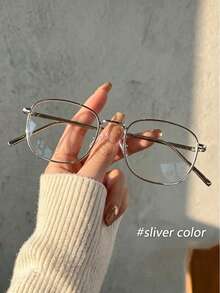 Silver Women's Fashion Square Frame Glasses - Silver - View 4