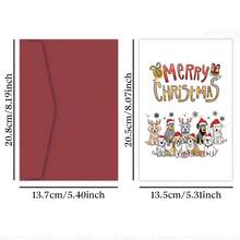 1pc Funny Christmas Dog Greeting Card With Envelope, Cartoon Puppy Design Merry Christmas Card, Suitable For Friends And Family, Holiday Greeting Card, Christmas Gift For Dog Lovers - A - View 2