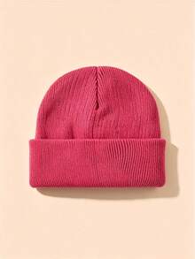 1pc/2pcs/3pcs Solid Color Children's Knitted Baby Hat, Suitable For 3-8 Years Old Boys And Girls, Autumn/Winter Outdoor Travel, Infant Warm Hat - Multicolor - View 13