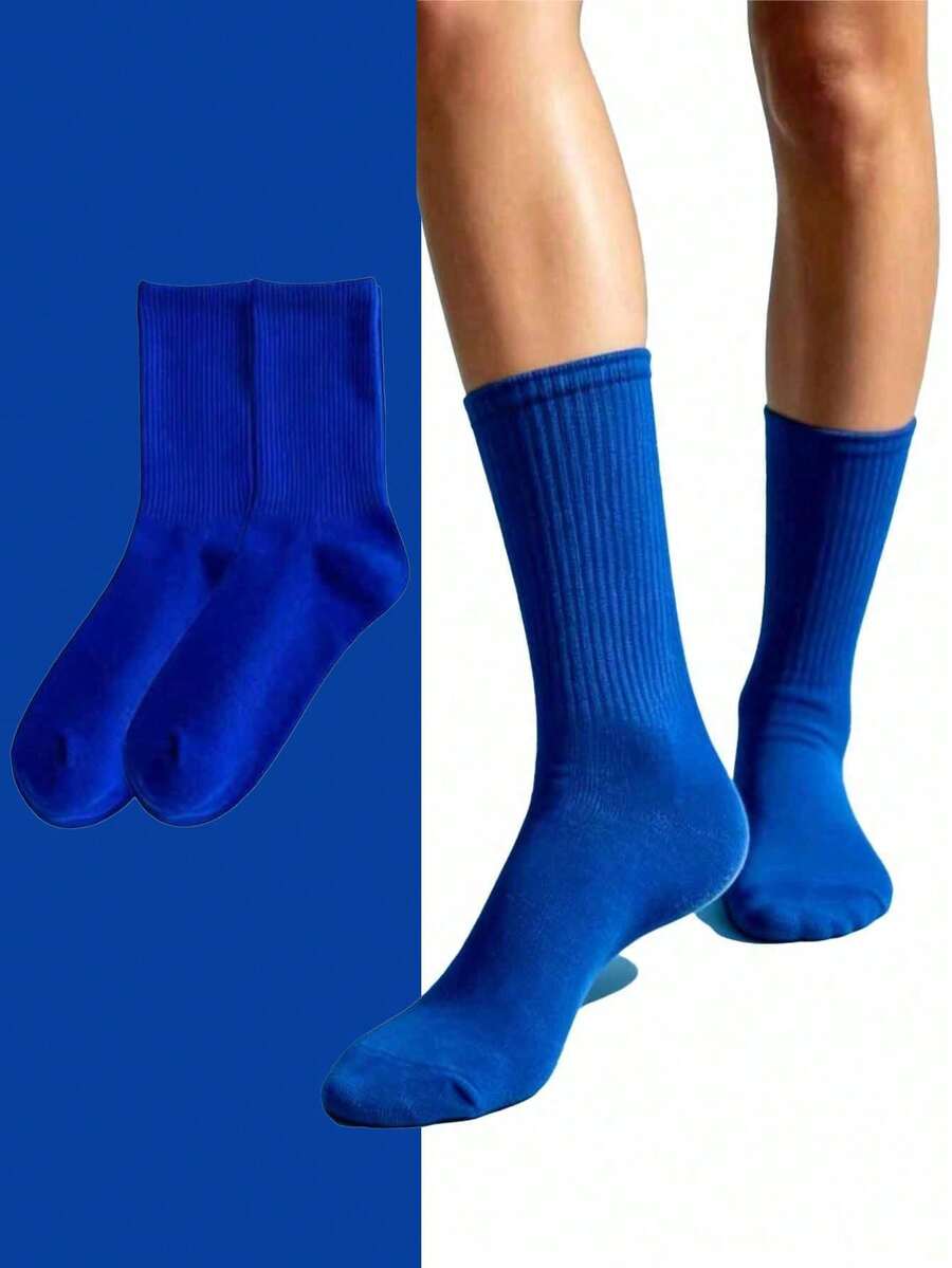 1/3 Pairs Green Mid-Calf Socks, Suitable For Daily Wear, American Street Style - Multicolor - View 1
