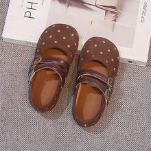 1 Pair Girls' Polka Dot Mary Jane Shoes, Spring/Autumn New Style, Double Hook & Loop, Soft Sole, Princess Shoes, Non-Slip Shoes For Toddlers - Coffee Brown - View 7