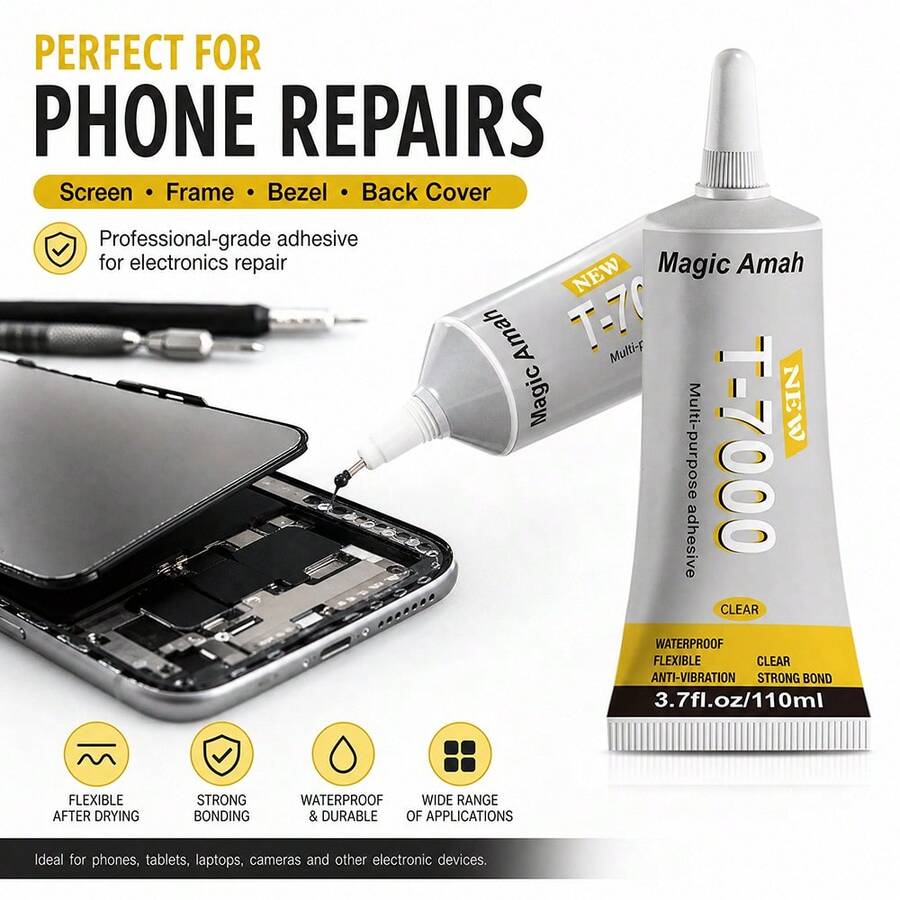 25ml/50ml/110ml T-7000 Transparent Multi-Purpose Glue, Waterproof Flexible Repair Adhesive With Precision Needle, Suitable For Phone Screen Frame, Back Cover, Electronic Products, Plastic, Glass, Ceramic, DIY Crafts - T7000 - View 1